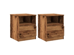 Maison Exclusive - Mesitas De Noche 2 Uds Madera Ingeniería Envejecida 40x40x50 Cm