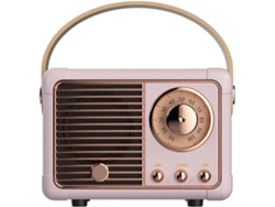 Caixa Bluetooth Retro Rosa Vintage Clásica Con Entrada Tf Usb Aux