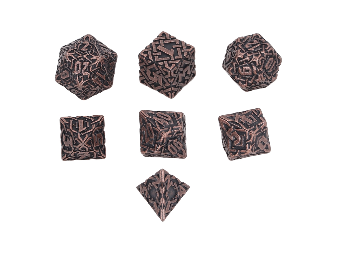 Dan26-set De 7 Dados Metálicos Poliedros Con Patrones Laberinto Para Juegos De Mesa Y Role Playing Tipo 1