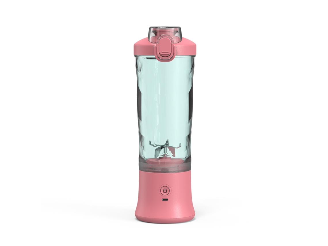 Exprimidor Eifson de 600 ml, licuadora con vaso de jugo en forma de diamante y 6 cuchillas (rosa)