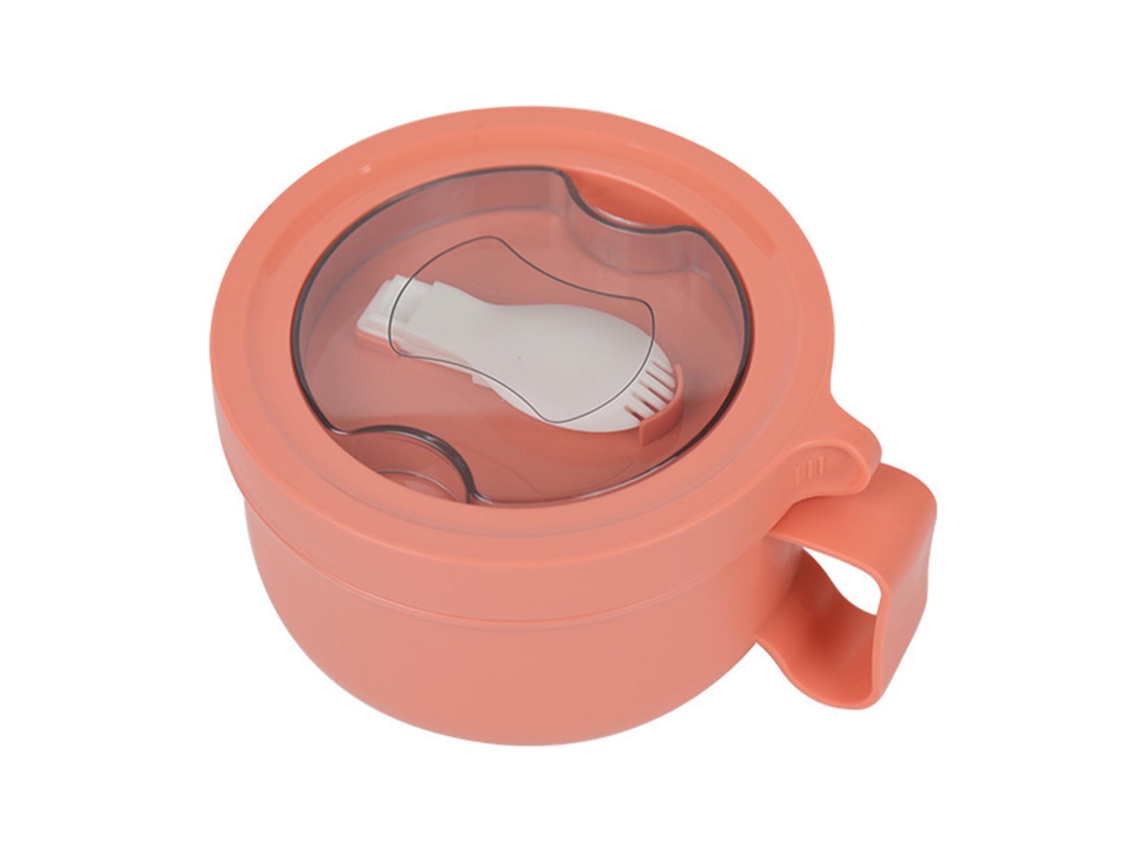 MEOIRUERY Tazón térmico con asa, tazón para sopa de acero inoxidable, diseño a prueba de fugas y tapa transparente, lonchera portátil al vacío para fideos bento