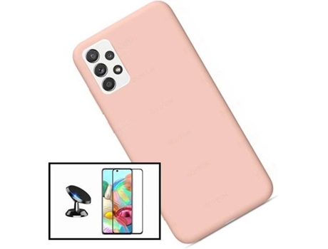 Carcasa + Protector + Soporte Magnético Samsung Galaxy A52 PHONECARE Silicona Liquida Rosa 71195