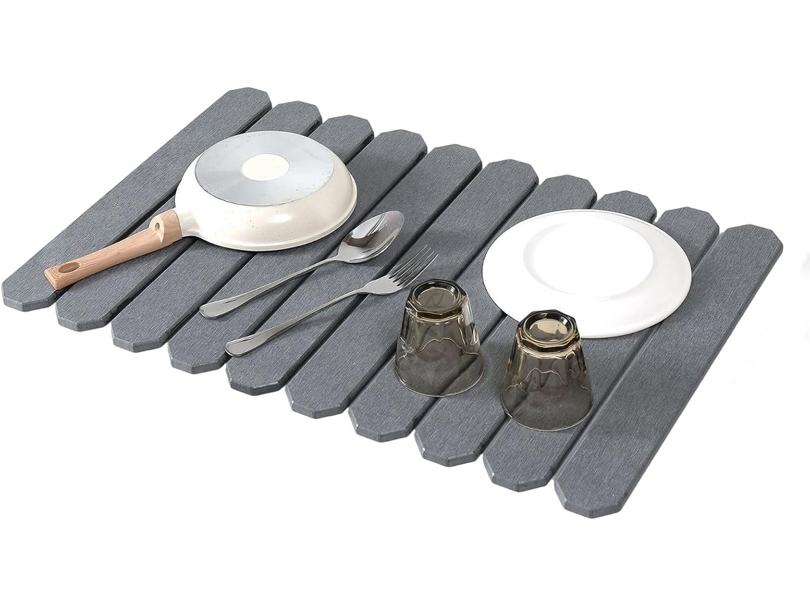 Alfombrilla Para Secar Platos – Alfombrilla Absorbente Para Fregadero, Alfombrilla Plegable Instantánea, Accesorios Para Café, Baño