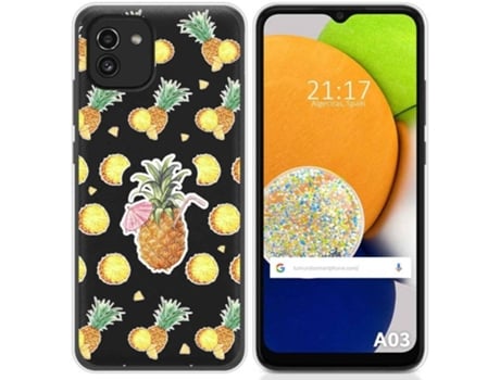Carcasa para Samsung Galaxy A03 TUMUNDOSMARTPHONE Dibujos Transparente Piña Multicolor