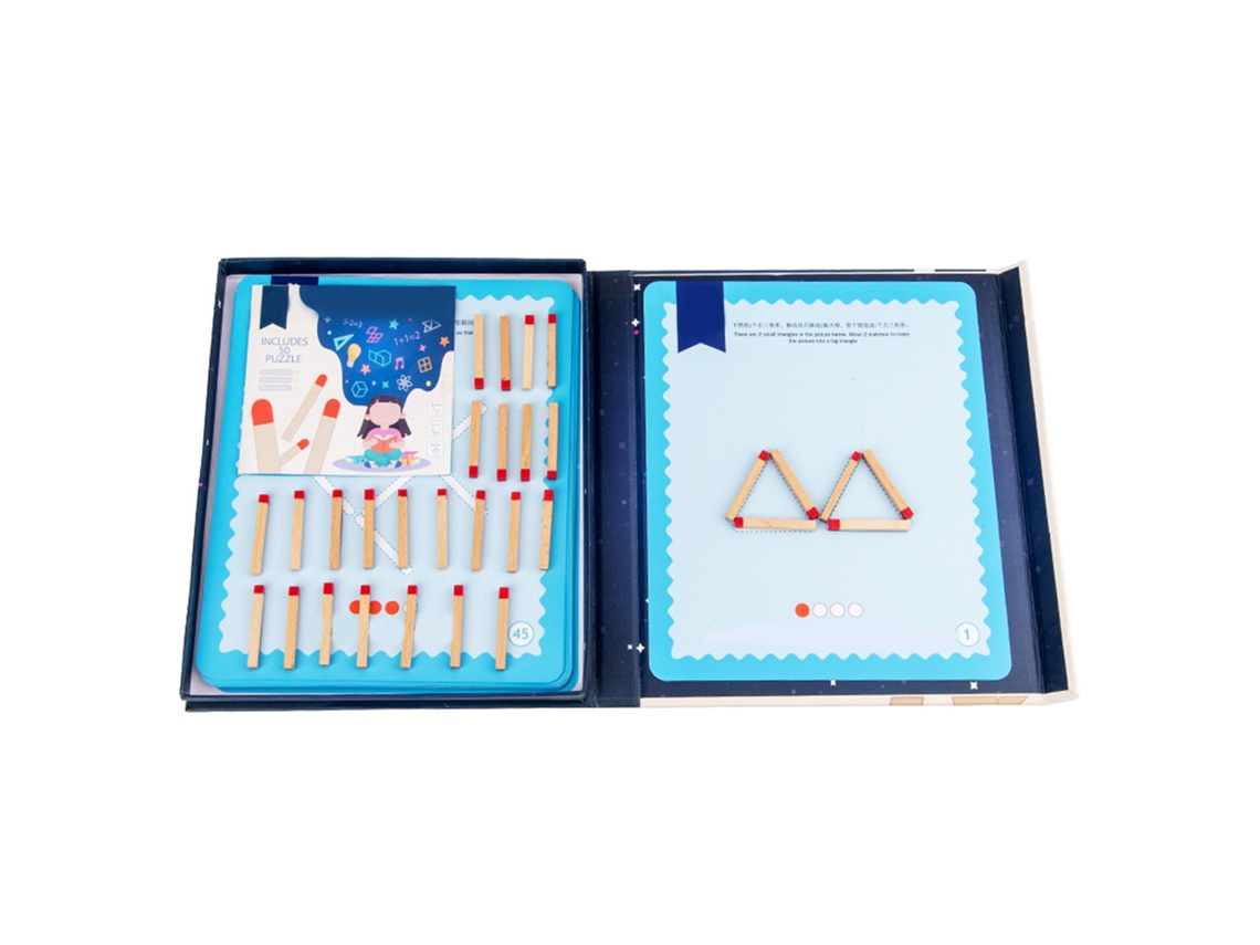 Juego De Puzzle De Palillos Para Niños Entrenamiento Lógico Matemático Juguete Magnético Con 25 Tarjetas
