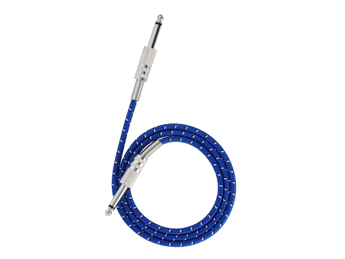 Cable Mono Para Guitarra De 6,35 Mm, Conector Macho-macho, Fibra Óptica, Color Azul, Para Instrumentos Eléctricos, 1 M.
