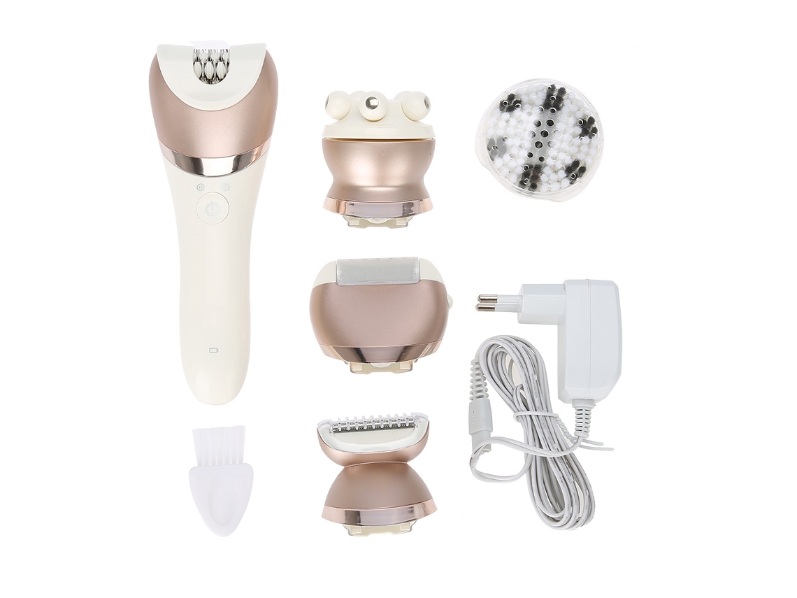Depiladora Recargable Impermeable 5 En 1 Para Mujer: Afeitadora, Masajeador Y Cepillo De Limpieza Facial Eléctrico
