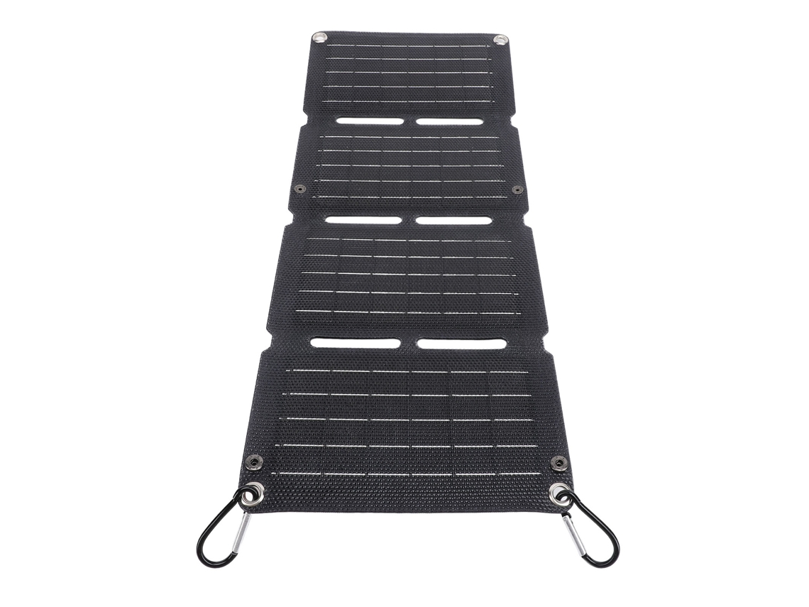 Panel solar plegable de silicio monocristalino de 40 W, carga rápida de CC, doble salida USB, 4 pliegues, portátil