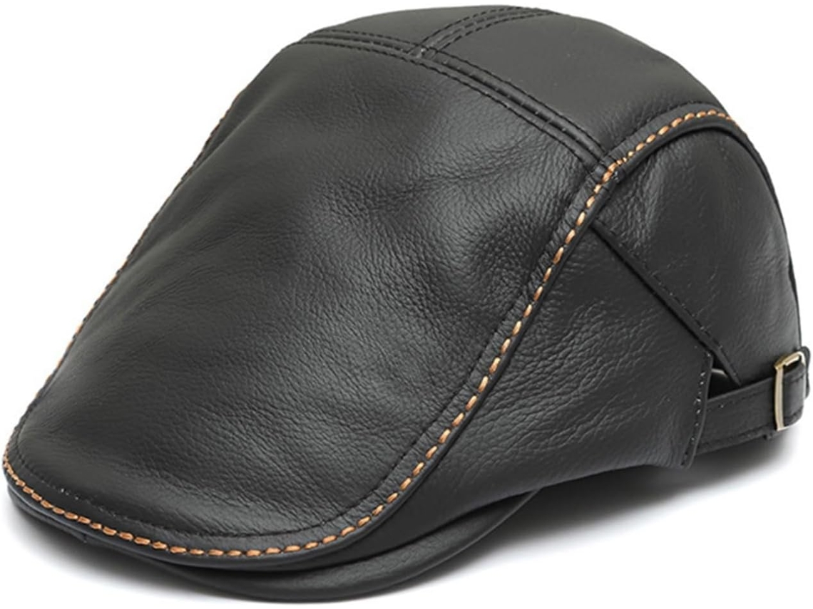 Gorra De Béisbol De Cuero Genuino Para Hombre, Gorra/boina De Periódico, Cálida, De Piel De Vaca, Otoño Y