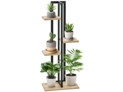 BAGOLY Macetero de madera estilo industrial con 4 alturas diferentes (45 x 25 x 110 cm)