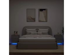 Cabecero Mesitas Noche Luces Led Uds Ingeniería Madera Gris