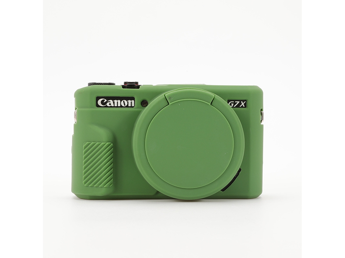 Funda de silicona para cámara Canon Powershot G7x Mark II con tapa de objetivo extraíble, color negro (Gertiz)