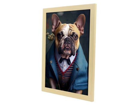 NACNIC Lámina Bulldog Victoriano Cooperativo En Fotografía A Todo Color Divertidas Ilustraciones Realistas De Animales Con Ropa Humana A3 Marco Neg...