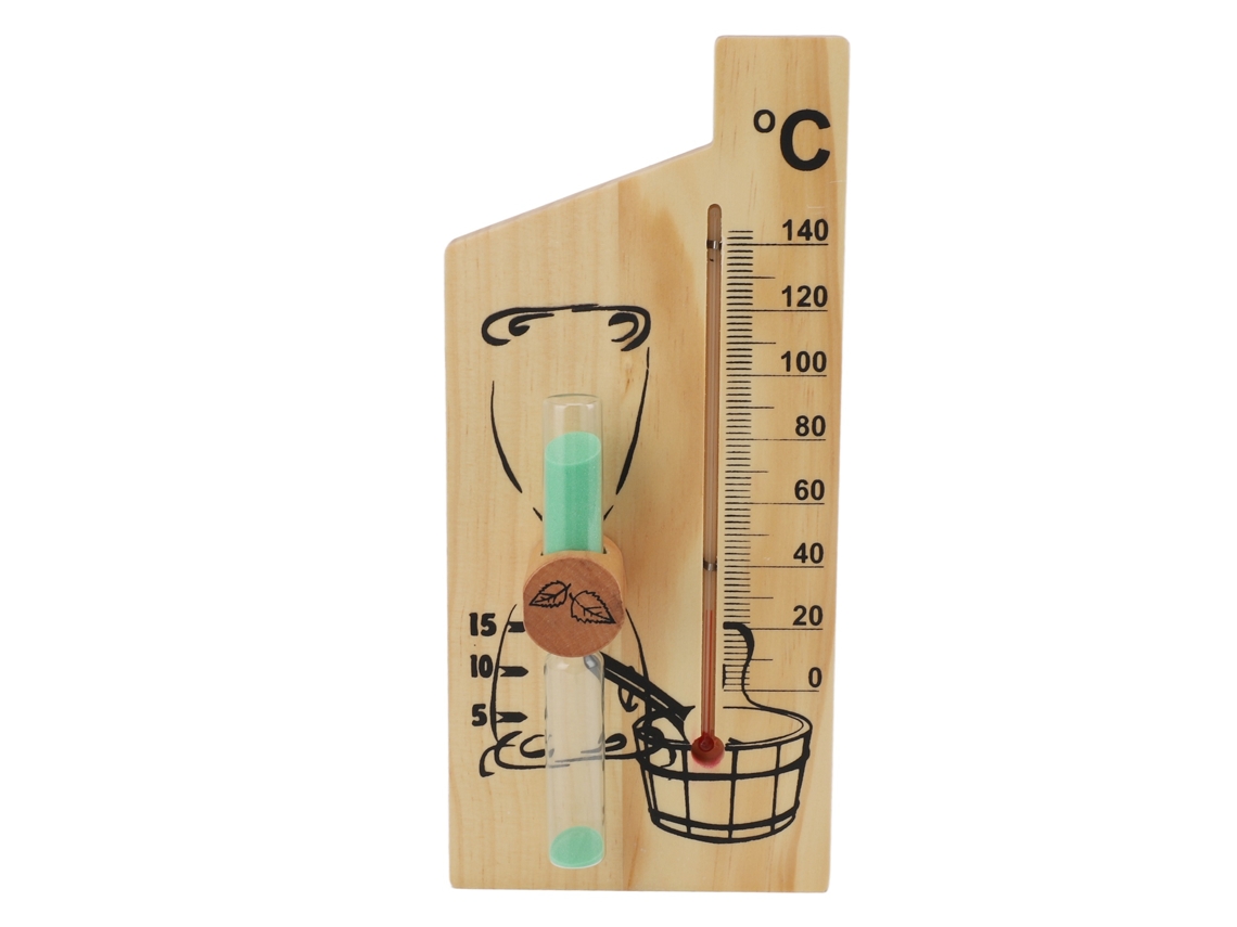 Termómetro De Arena Para Sauna, 15 Minutos, Madera Dorada, 0-140 °c, Medición Precisa, Accesorio Para Montaje En Pared.