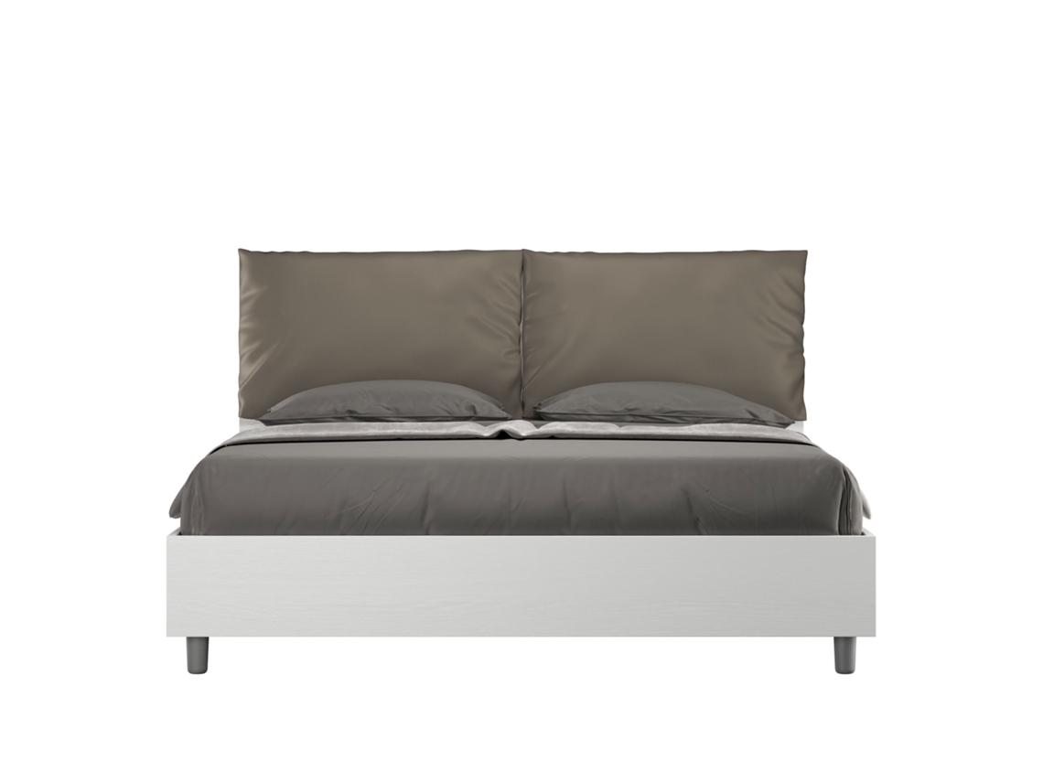 Cama Doble Contenedor Cojines Símil Capuchino Egos ITYHOME Madera Piel Sintética Marrón (160x200)