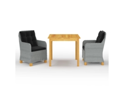 Conjunto de comedor de jardín de 3 piezas DKD Home Decor gris claro