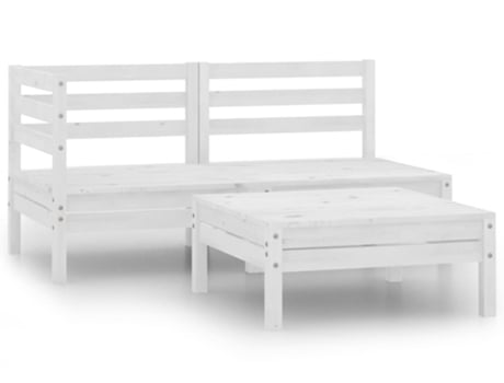 Conjunto 3 Conjunto de muebles de jardín VIDAXL madera maciza pino blanco