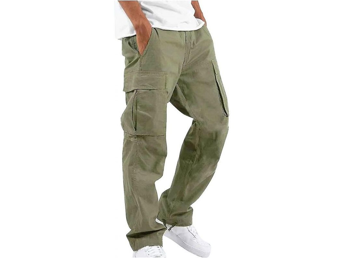 Pantalones Casuales Lisos Para Hombre Con Múltiples Bolsillos, Pierna Recta Para Exteriores, Largo Deportivo, Xpm