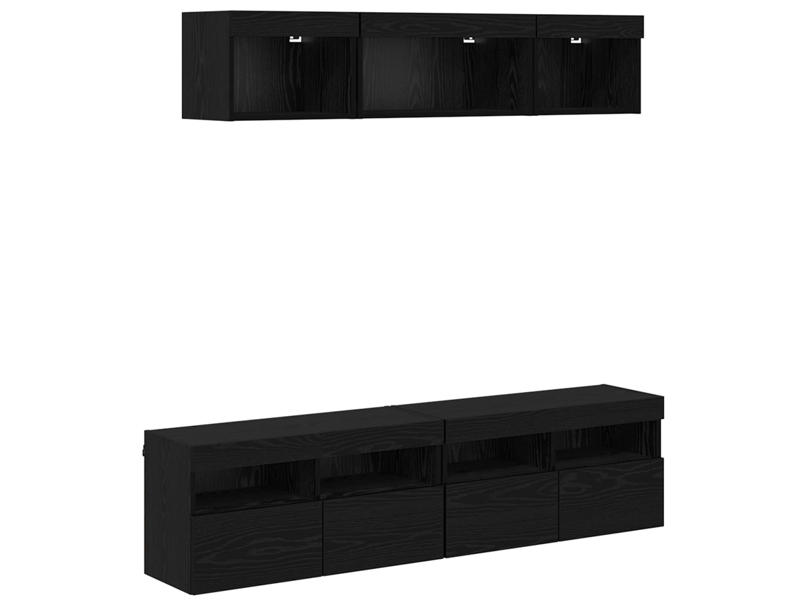 Maison Exclusive - Unidades De Tv De Pared Con Led Con Led 5 Pcs Roble Negro