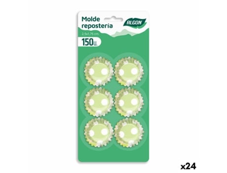 Moldes para Magdalenas ALGON Verde Lunares Desechables (24 Unidades)