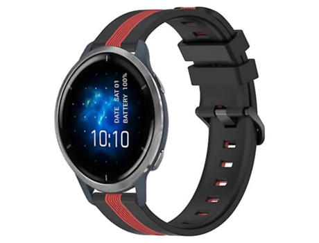 Correa para Garmin Venu 2 22 mm Correa de reloj de silicona bicolor vertical Negro-Rojo VENISYMLIS