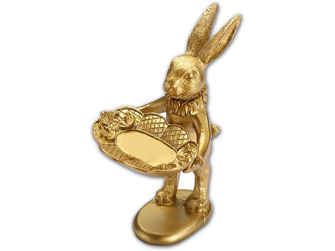 Taza De Joyería Con Estatua De Conejo Pequeño, Ornamento Dorado Retro Y Cute Para Decoración De Hogar
