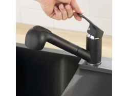 Torneira De Cozinha Com Douche Extraível, 42 Cm, Preta Relavaev