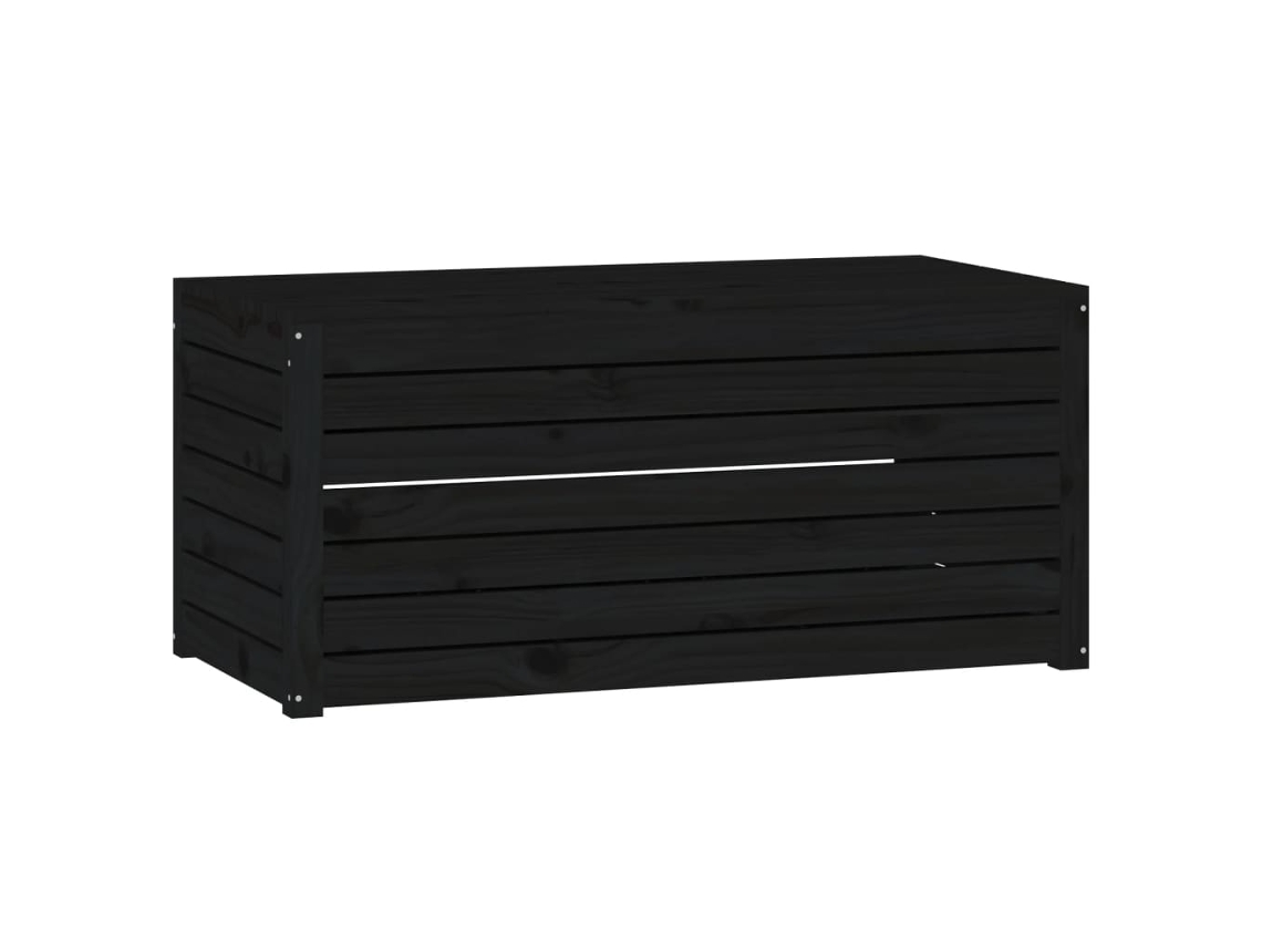 Maison Exclusive - Baúl De Jardín Madera Maciza De Pino Negro 101x50,5x46,5 Cm