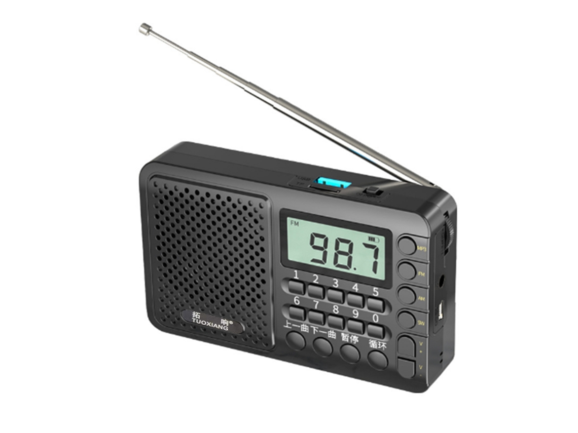 Radio FM portátil de banda completa Siurn negra