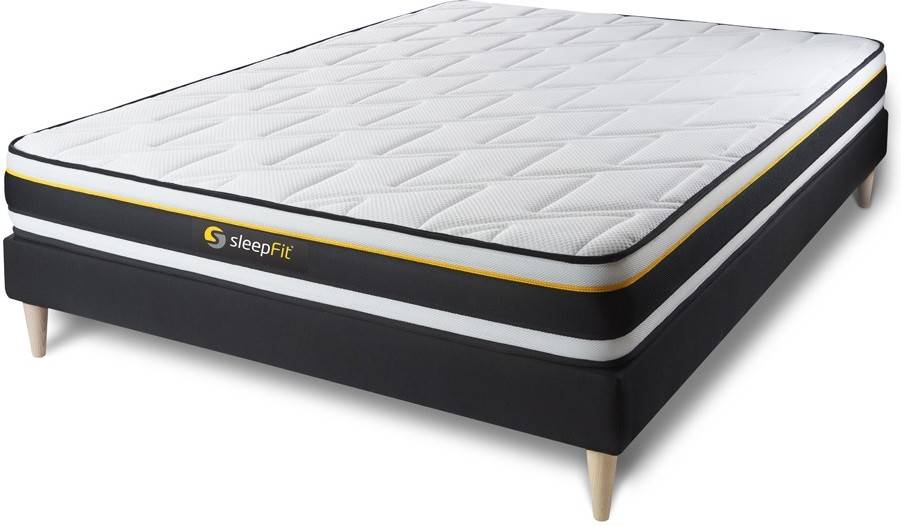 Conjunto de Somier Negro + Colchón SLEEPFIT Soft (135x200 cm - Espuma)