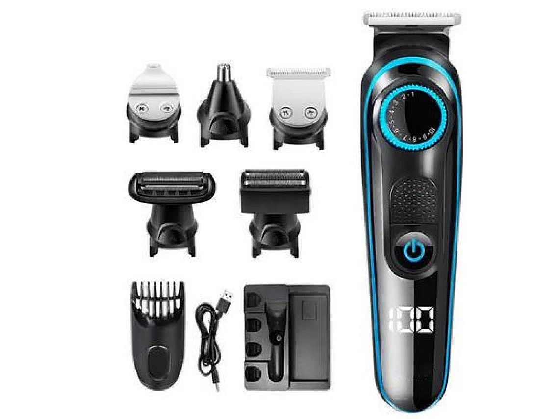 Recortadora de barba y cabello Braun para hombre, 9 en 1 para barba, rostro, cabeza, cuerpo, orejas y nariz, regalo para el Día del Padre, MGK5280, negro/azul
