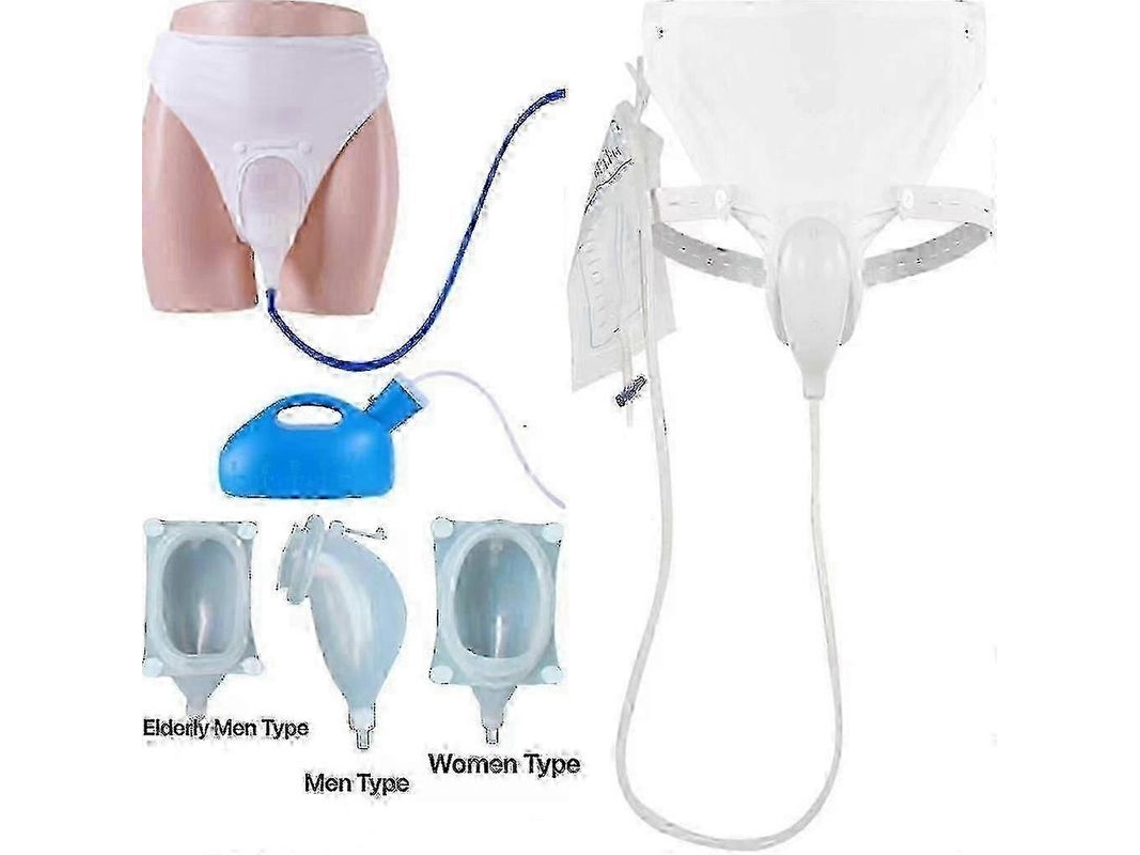 Bolsa De Orina Portátil Con Catéter De 1000 Ml Para Hombres Mayores Con Incontinencia Urinaria Y Pacientes Postrados En Cama.