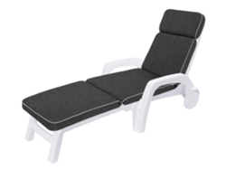 Cojín para tumbona de jardín o playa, cojín para muebles de jardín - 178x47x5 cm - Negro SALES CORE
