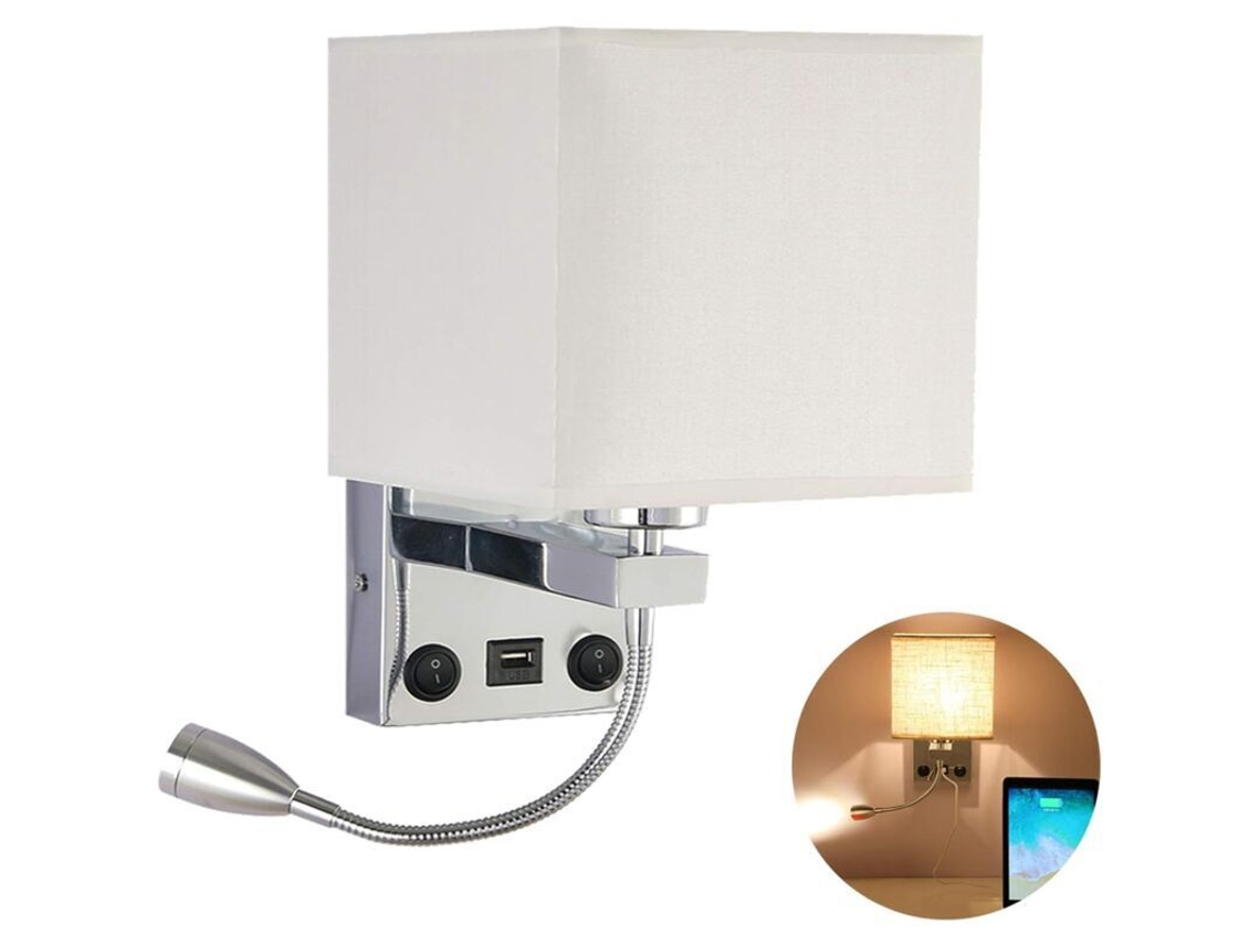 Lámpara De Pared Para Mesita De Noche: Luz De Lectura Led Flexible Con Usb Para Dormitorios (bombillas No Incluidas) (1 Unidad Con Puerto Usb)