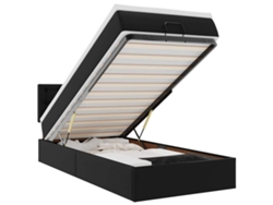 Maison Exclusive - Estructura Cama Otomana Colchón Cuero Sintético Negra 90x190 Cm