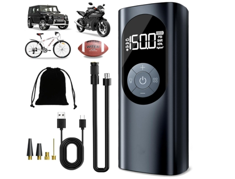 Compresor de aire portátil para inflar neumáticos para automóvil, motor grande 2x rápido, bombas para bicicleta con manómetro de alta presión de 15...