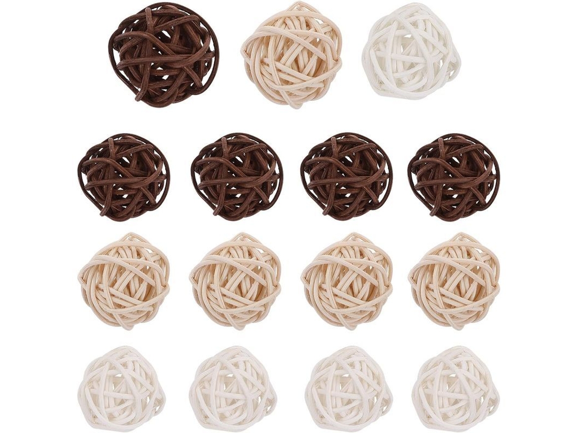 15 Bolas De Ratán Natural Para Decoración, Perfectas Para Navidad, Halloween Y Fiestas.