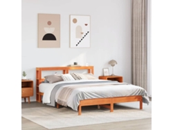Cama Sin Colchón Madera Maciza De Pino Marrón Cera 160x200 Cm