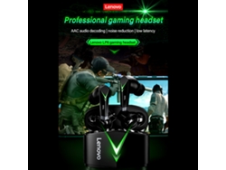 Auriculares Inalámbricos Lenovo Lp6 True Wireless Bt Para Deportes Electrónicos Y Juegos Con 65ms De Baja Latencia, Color Negro