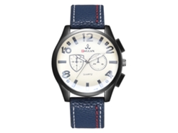 Reloj De Pulsera Clásico De Cuarzo Para Hombre Con Correa De Piel Sintética Azul.