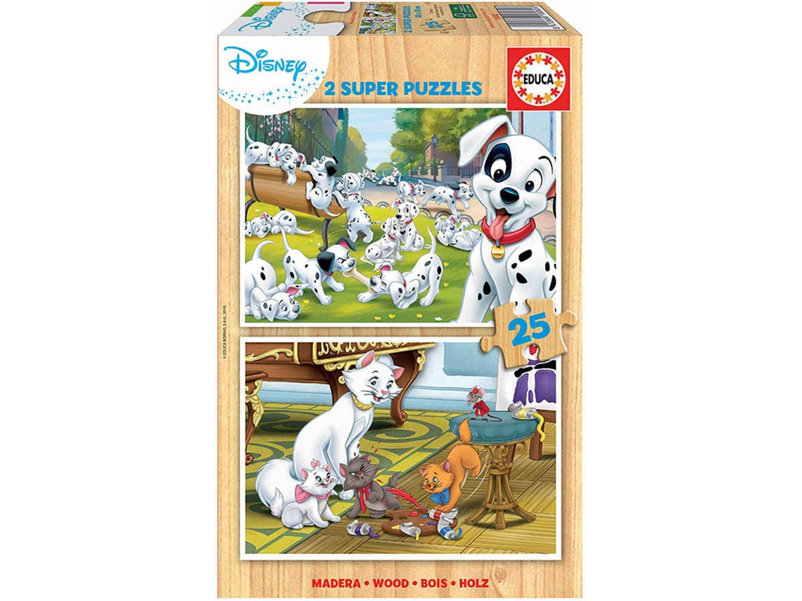 Puzzle EDUCA 2x Super Puzzle de Madera 25 Disney Animales (Edad Mínima: 3 Años - 50 Piezas)