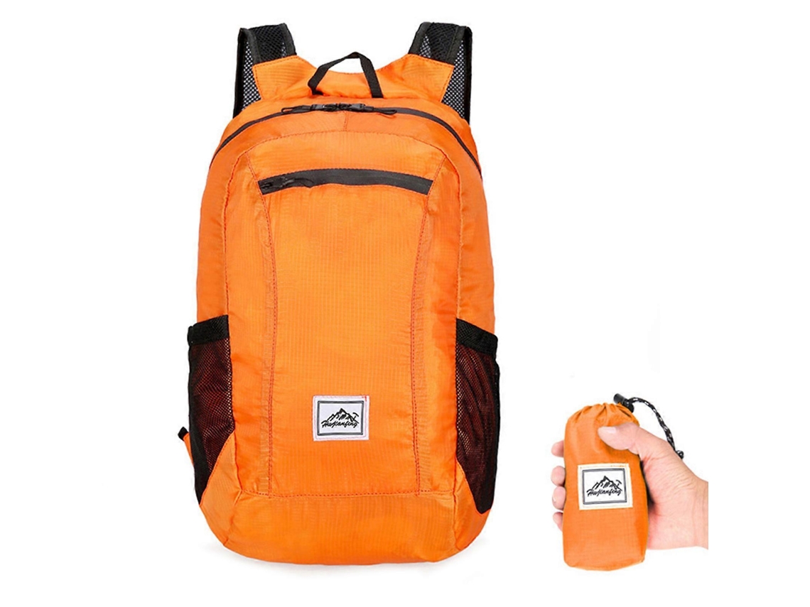 Mochila plegable, resistente al agua y ultraligera para viajes, acampada, escalada, ciclismo y senderismo, para hombres y mujeres. Naranja.