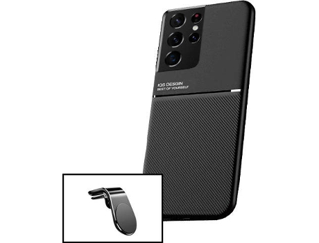 Carcasa + Soporte Magnético L Safe Driving Samsung Galaxy S21 Ultra 5G PHONECARE Magnetic Lux Negro