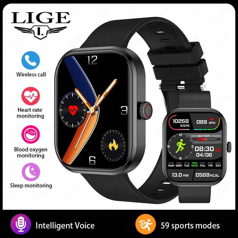 Reloj Inteligente (negro), Compatible Con Todos Los Teléfonos Inteligentes, Llamadas Bluetooth, Resistente Al Agua.