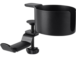 Soporte De Escritorio 2 En 1 Para Vasos Y Auriculares, Con Abrazadera Giratoria Sin Necesidad De Taladrar.