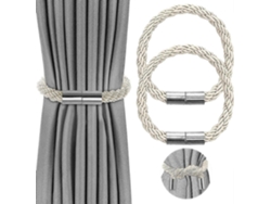 Rebe-paquete De 4 Sujetas De Cortina Magnéticas Grises, Ajustables, Sin Perforar, Para Cortinas Delgadas, Gruesas Y Decoración Paquete De 2 Beige