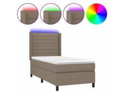 Maison Exclusive - Cama Box Spring Colchón Y Luces Led Tela Gris Taupe 90x190 Cm