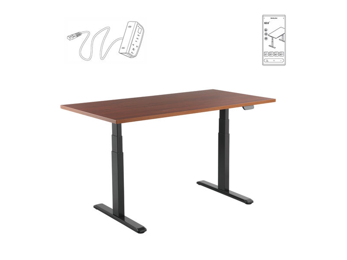 Escritorio Motorizado Sentado/De Pie 150X75Cm Altura 62-128Cm Tablero Nogal / Base Negra Conectado