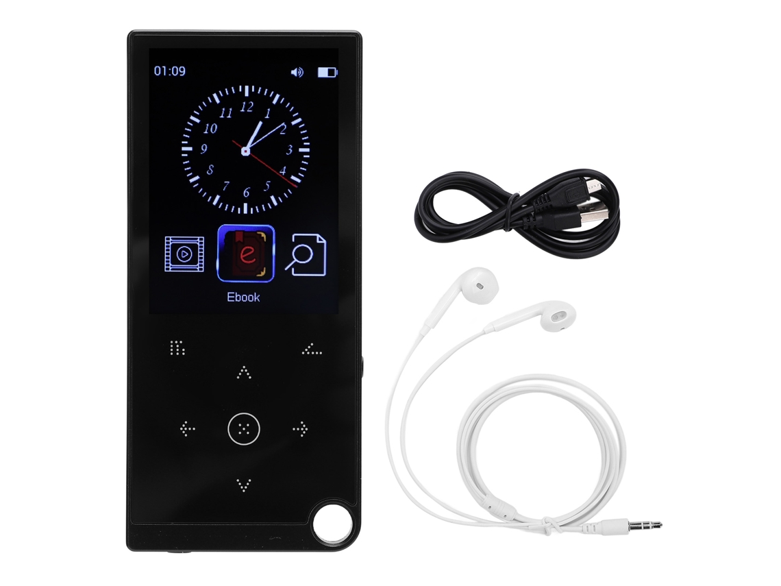 Reprodutor De Música Mp3 Mp4 Com Tela Touch De 2.4 Polegadas Bluetooth Bateria 800mah Suporta Até 64gb Fones Incluídos