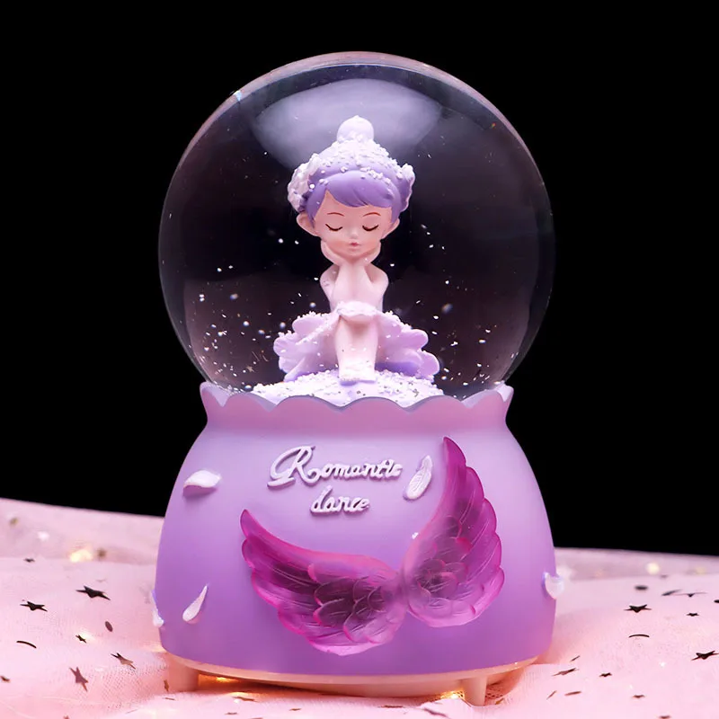 Caja de música con bola de cristal y bailarina, regalo de San Valentín MDUG (estilo 9)